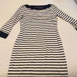 Saint James Navy and white stripped MIDI dress